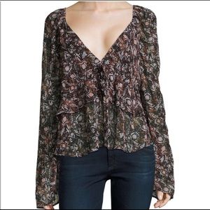 Free People Uptown Bell Sleeve Floral Printed Top